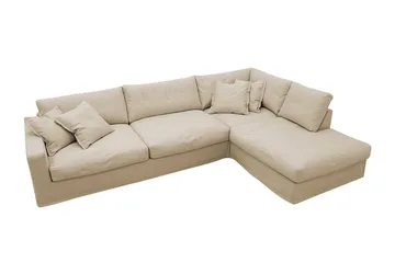 Valencia Ekstra dyp 4-seters sofa med sjeselong høyre - Beige - Møbler - Sofaer - Sofaer med sjeselong - 4 seters sofa med divan