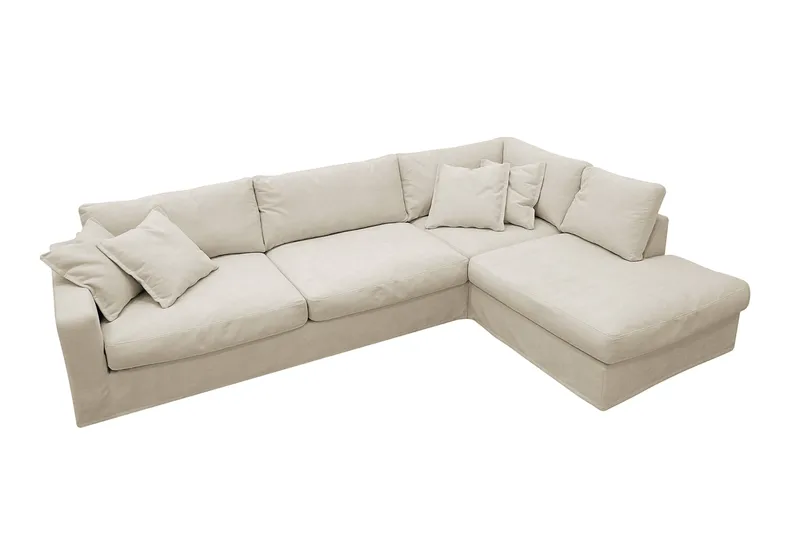 Valencia Ekstra dyp 4-seters sofa med sjeselong høyre - Beige - Møbler - Sofaer - Sofaer med sjeselong - 4 seters sofa med divan