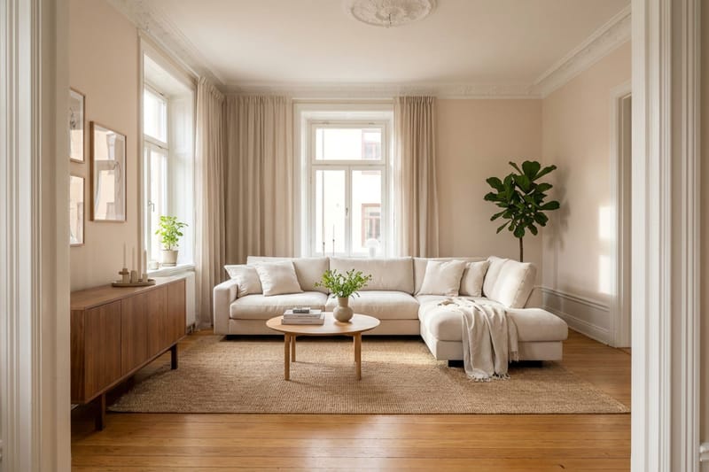 Valencia Ekstra Dyp 4-seters sofa med Sjeselong Høyre - Beige - Møbler - Sofaer - Sofaer med sjeselong - 4 seters sofa med divan