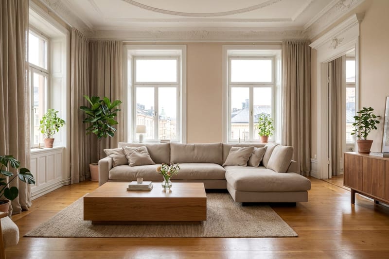 Valencia Ekstra Dyp 4-seters sofa med Sjeselong Høyre - Brun - Møbler - Sofaer - Sofaer med sjeselong - 4 seters sofa med divan