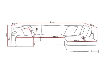 Valencia Ekstra Dyp 4-seters sofa med Sjeselong Høyre - Brun - Møbler - Sofaer - Sofaer med sjeselong - 4 seters sofa med divan