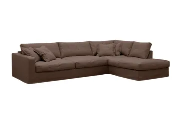 Valencia Ekstra dyp 4-seters sofa med sjeselong høyre - Mørkebrun - Møbler - Sofaer - Sofaer med sjeselong - 4 seters sofa med divan