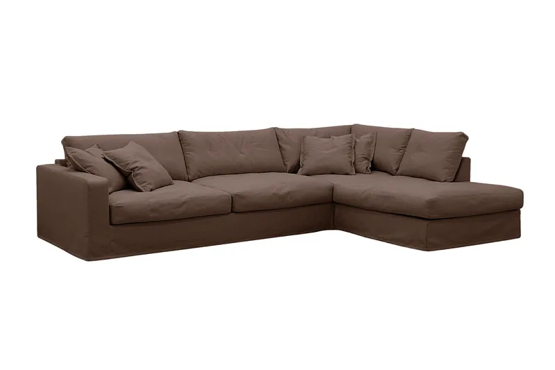 Valencia Ekstra dyp 4-seters sofa med sjeselong høyre - Mørkebrun - Møbler - Sofaer - Sofaer med sjeselong - 4 seters sofa med divan