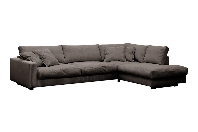 Valencia Ekstra Dyp 4-seters sofa med Sjeselong Høyre - Mørkegrå - Møbler - Sofaer - Sofaer med sjeselong - 4 seters sofa med divan