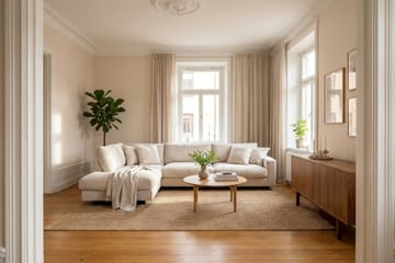 Valencia Ekstra Dyp 4-seters sofa med Sjeselong Venstre - Beige - Møbler - Sofaer - Sofaer med sjeselong - 4 seters sofa med divan