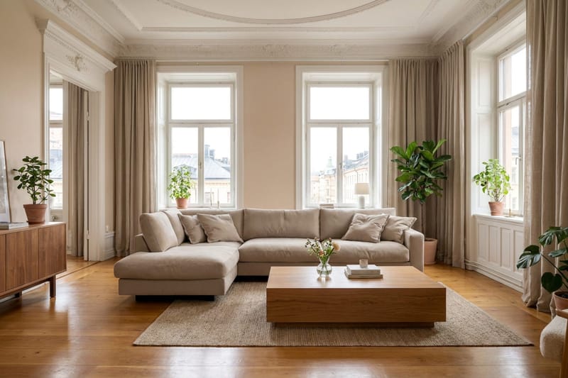 Valencia Ekstra Dyp 4-seters sofa med Sjeselong Venstre - Brun - Møbler - Sofaer - Sofaer med sjeselong - 4 seters sofa med divan
