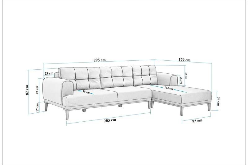 Valsot 4-seters Sofa med Divan - Antrasitt - Møbler - Sofaer - Sofaer med sjeselong - 4 seters sofa med divan
