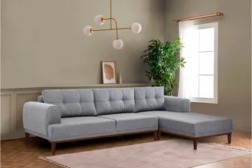 Valsot 4-seters Sofa med Divan - Grå - Møbler - Sofaer - Sofaer med sjeselong - 4 seters sofa med divan