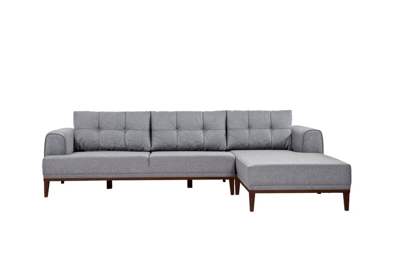 Valsot 4-seters Sofa med Divan - Grå - Møbler - Sofaer - Sofaer med sjeselong - 4 seters sofa med divan