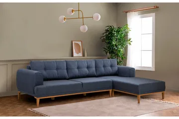 Valsot 4-seters Sofa med Divan - Mørkeblå - Møbler - Sofaer - Sofaer med sjeselong - 4 seters sofa med divan
