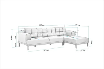 Valsot 4-seters Sofa med Divan - Mørkeblå - Møbler - Sofaer - Sofaer med sjeselong - 4 seters sofa med divan