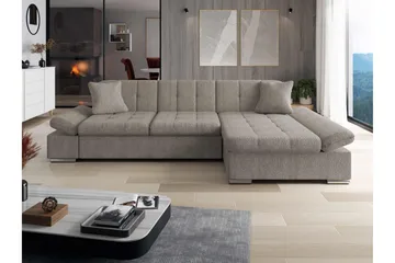 Vananda Sofa med Sjeselong 3-seter i Bouclé - Grå - Møbler - Sofaer - Sofaer med sjeselong - 3 seters sofa med divan