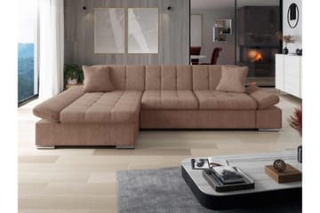 Vananda Sofa med Sjeselong 3-seter i Bouclé - Rosa - Møbler - Sofaer - Sofaer med sjeselong - 3 seters sofa med divan