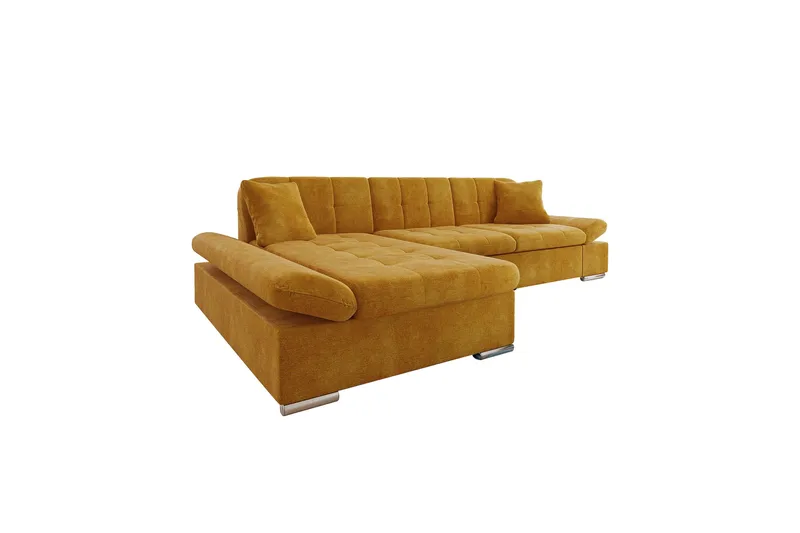 Vananda Sofa med Sjeselong 3-seter i Fløyel, Gul