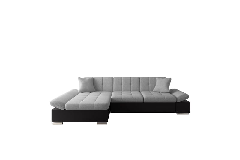 Vananda Sofa med Sjeselong 3-seter i Kunstlær - Svart / Grå - Møbler - Sofaer - Sofaer med sjeselong - 3 seters sofa med divan