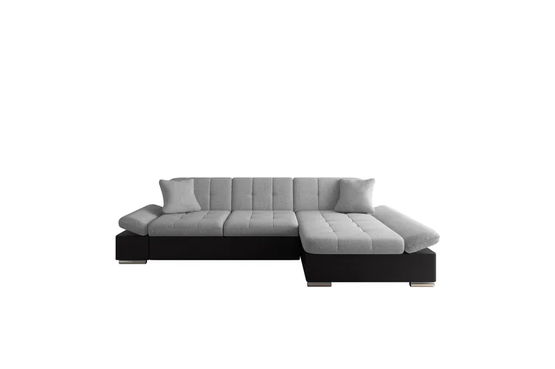 Vananda Sofa med Sjeselong 3-seter i Kunstlær, Svart / Grå