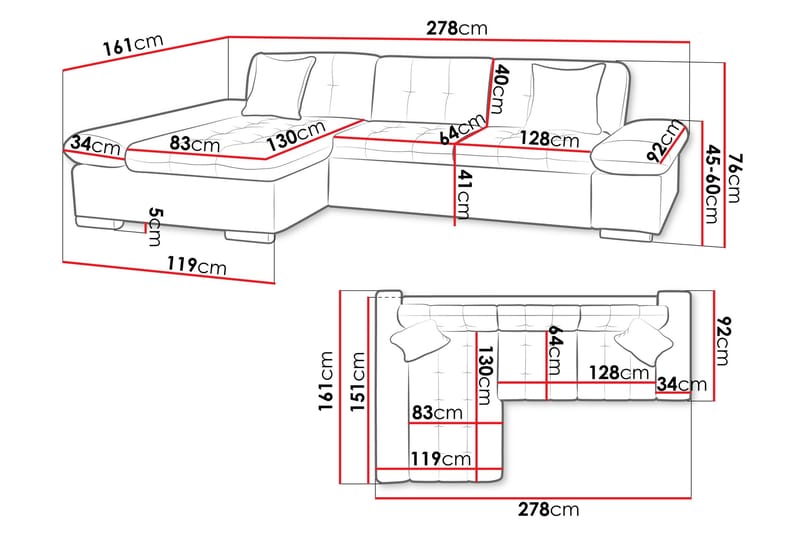 Vananda Soffa med Divan 3-seter - Blå - Møbler - Sofaer - Sovesofaer - Sovesofa divan