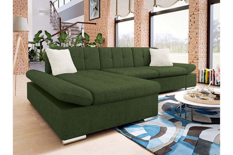 Vananda Soffa med Divan 3-seter - Grønn - Møbler - Sofaer - Sofaer med sjeselong - 3 seters sofa med divan