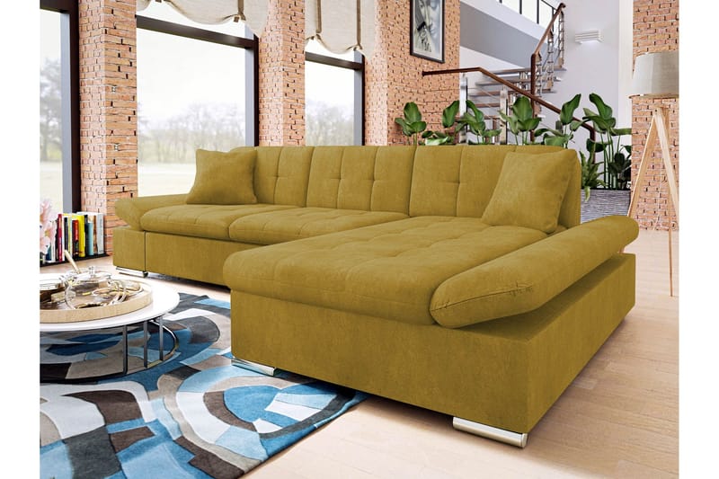 Vananda Soffa med Divan 3-seter - Gul - Møbler - Sofaer - Sovesofaer - Sovesofa divan
