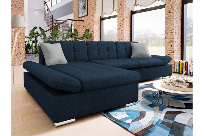 Vananda Soffa med Divan 3-seter - Marineblå - Møbler - Sofaer - Sofaer med sjeselong - 3 seters sofa med divan