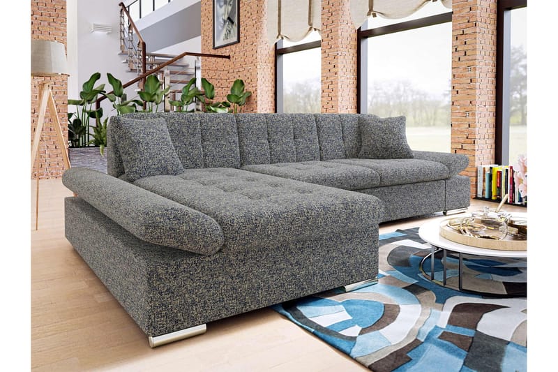Vananda Soffa med Divan 3-seter - Marineblå - Møbler - Sofaer - Sofaer med sjeselong - 3 seters sofa med divan