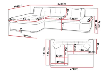 Vananda Soffa med Divan 3-seter - Oransje - Møbler - Sofaer - Sovesofaer - Sovesofa divan