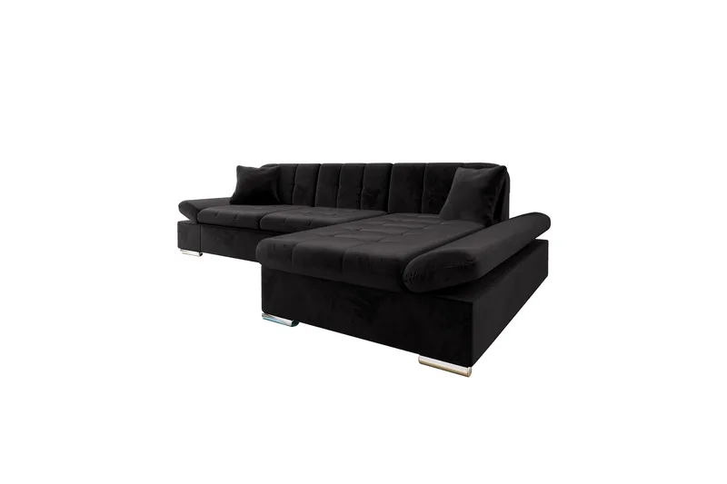 Vananda Soffa med Divan 3-seter - Svart - Møbler - Sofaer - Sofaer med sjeselong - 3 seters sofa med divan