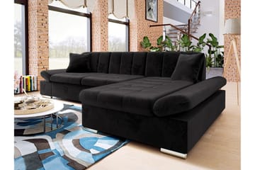 Vananda Soffa med Divan 3-seter - Svart - Møbler - Sofaer - Sofaer med sjeselong - 3 seters sofa med divan