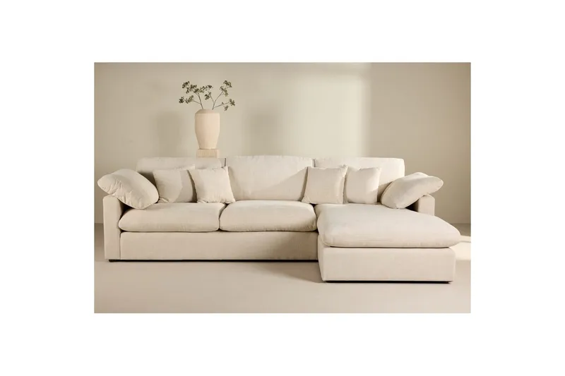 Vanlig sofa med enkel divan uten sjeselong VIND Hjørnesofa VIND Amalfi beige Beige - Møbler - Sofaer - Sofaer med sjeselong - 3 seters sofa med divan
