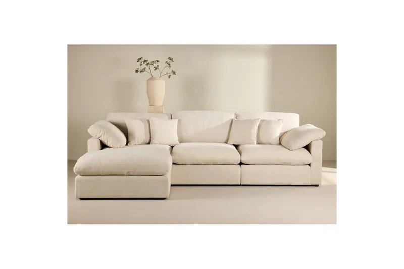 Vanlig sofa med enkel divan uten sjeselong VIND Hjørnesofa VIND Amalfi beige Beige - Møbler - Sofaer - Sofaer med sjeselong - 3 seters sofa med divan