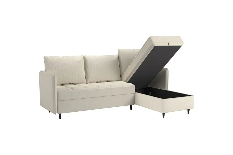 Vanlig sofa med enkeldivan uten sjeselong Loft24 Hjørnesofa 3-seters Loft24 Lindhus Hvit - Møbler - Sofaer - Sofaer med sjeselong - 3 seters sofa med divan