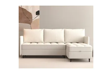 Vanlig sofa med enkeldivan uten sjeselong Loft24 Hjørnesofa 3-seters Loft24 Lindhus Hvit - Møbler - Sofaer - Sofaer med sjeselong - 3 seters sofa med divan