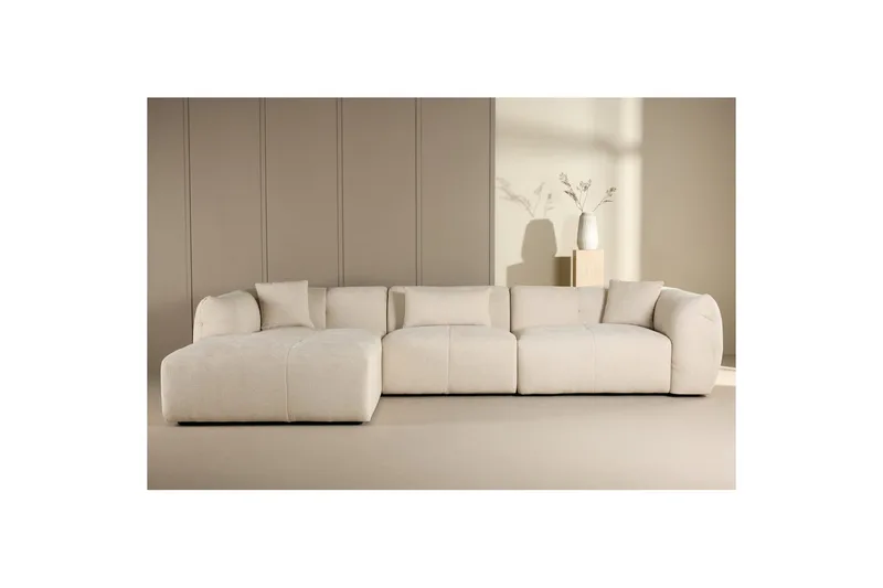 Vanlig sofa med enkeldivan uten sjeselong VIND Hjørnesofa VIND Positano Beige Beige - Møbler - Sofaer - Sofaer med sjeselong - 4 seters sofa med divan