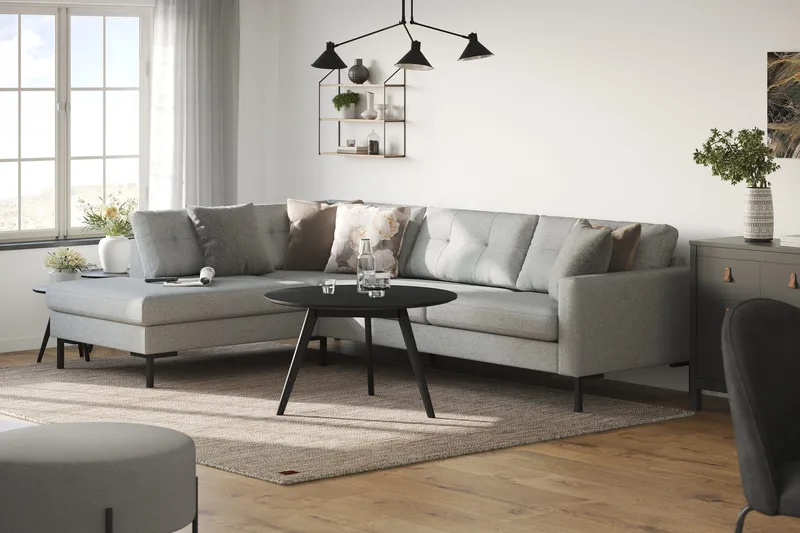 Vanlig sofa med sjeselong uten divan Scandinavian Choice Frillestad 4-seters sofa med sjeselong Grå Venstrevendt - Møbler - Sofaer - Sofaer med sjeselong - 4 seters sofa med divan