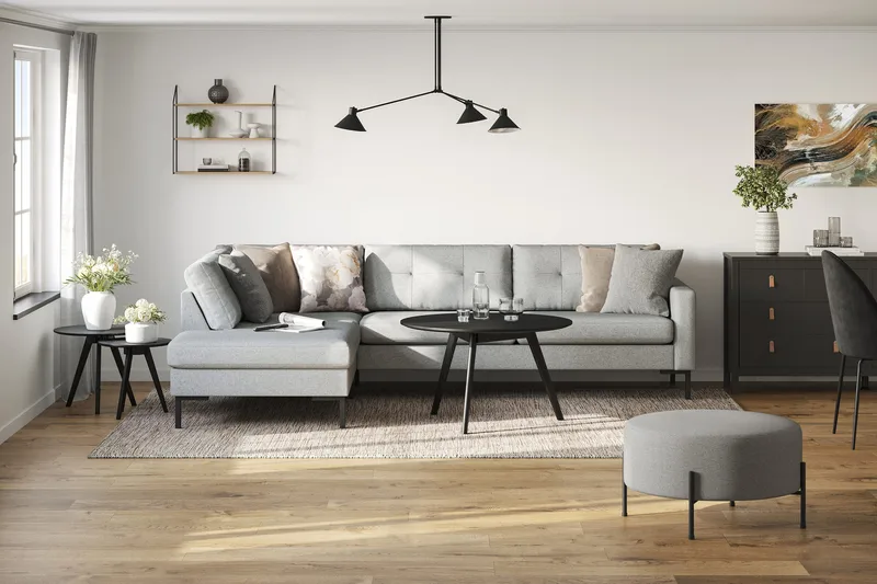 Vanlig sofa med sjeselong uten divan Scandinavian Choice Frillestad 4-seters sofa med sjeselong Grå Venstrevendt - Møbler - Sofaer - Sofaer med sjeselong - 4 seters sofa med divan