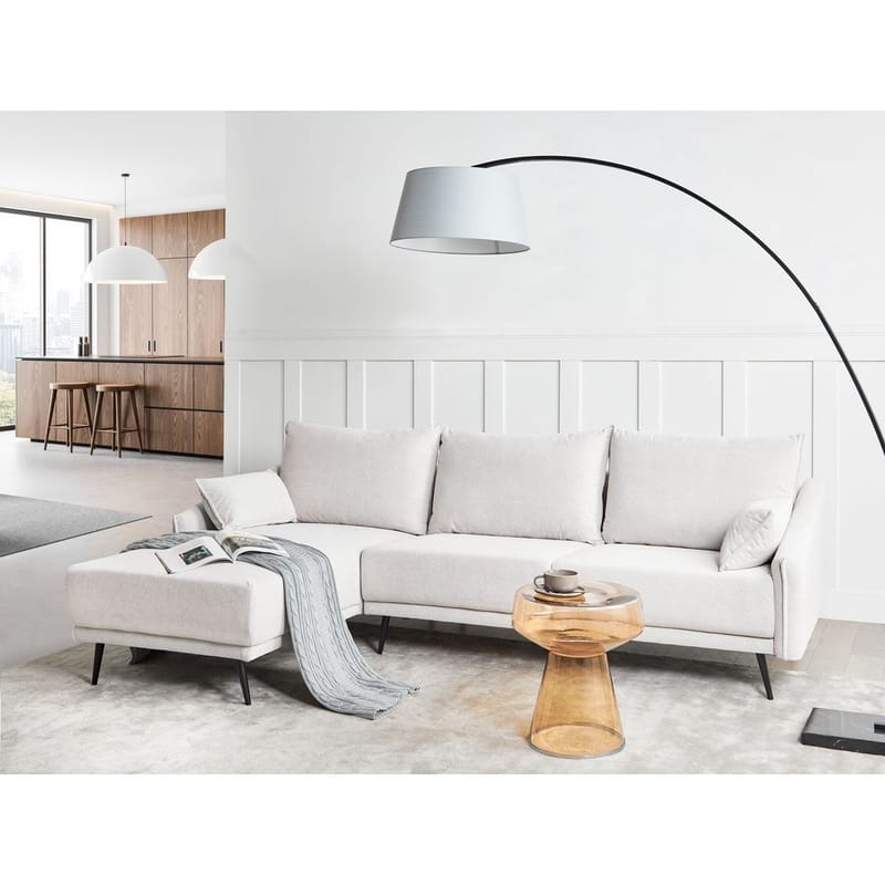 Varde 3-seter Venstrevendt L-formet Hjørnesofa med Divan og Sjeselong i Stoff - Lysebeige - Møbler - Sofaer - Sofaer med sjeselong - 3 seters sofa med divan
