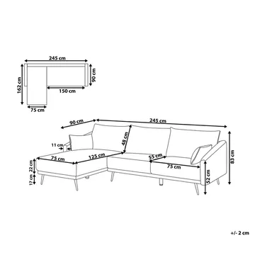 Varde 3-seter Venstrevendt L-formet Hjørnesofa med Divan og Sjeselong i Stoff - Lysebeige - Møbler - Sofaer - Sofaer med sjeselong - 3 seters sofa med divan