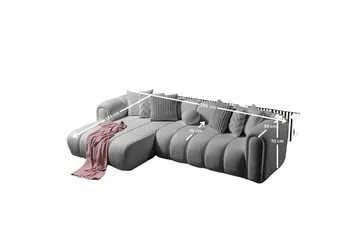 Varrel Sofa med divan 3-seter - Grå - Møbler - Sofaer - Sofaer med sjeselong - 3 seters sofa med divan