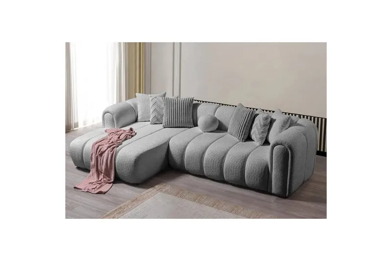 Varrel Sofa med divan 3-seter - Grå - Møbler - Sofaer - Sofaer med sjeselong - 3 seters sofa med divan