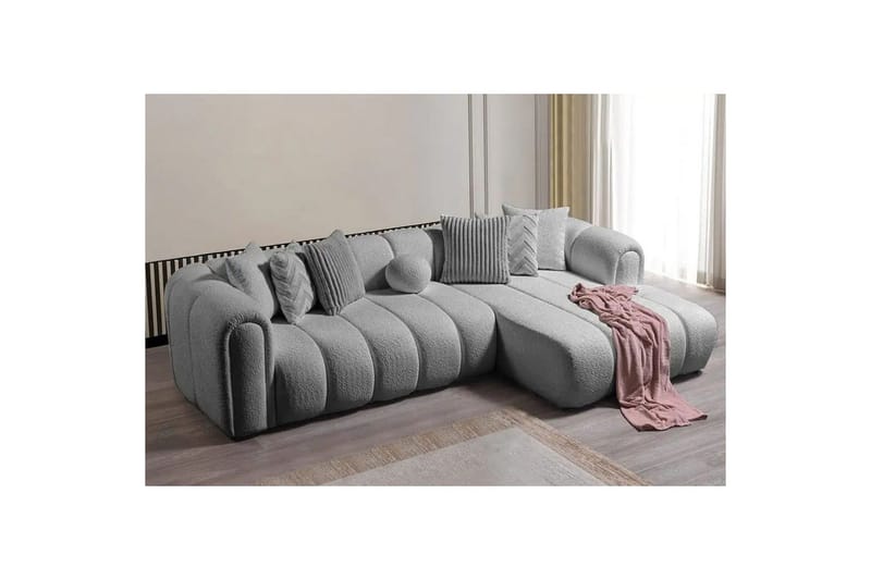 Varrel Sofa med divan 3-seter - Grå - Møbler - Sofaer - Sofaer med sjeselong - 3 seters sofa med divan