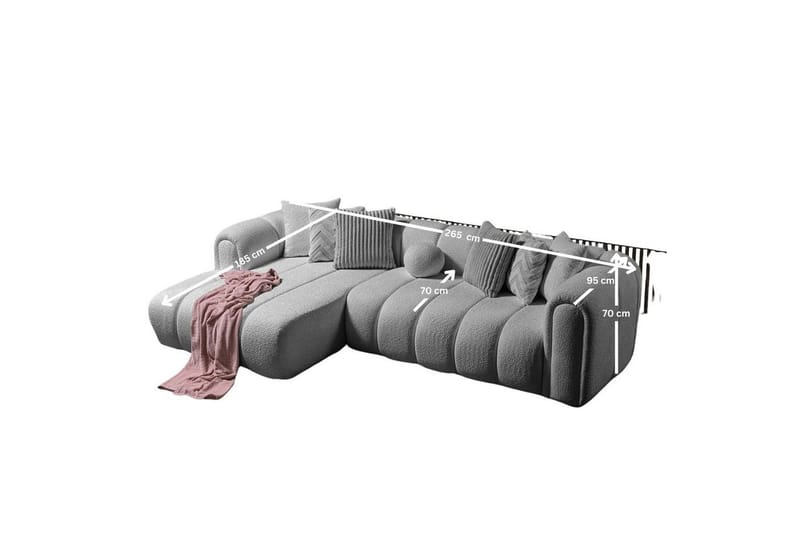 Varrel Sofa med divan 3-seter - Grå - Møbler - Sofaer - Sofaer med sjeselong - 3 seters sofa med divan