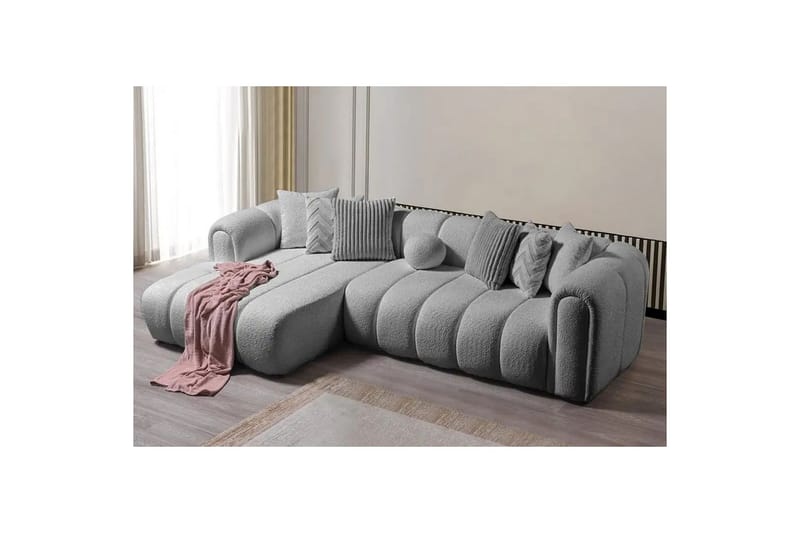 Varrel Sofa med divan 3-seter - Grå - Møbler - Sofaer - Sofaer med sjeselong - 3 seters sofa med divan