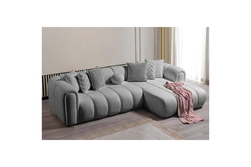 Varrel Sofa med divan 3-seter - Grå - Møbler - Sofaer - Sofaer med sjeselong - 3 seters sofa med divan