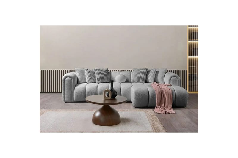 Varrel Sofa med divan 3-seter - Grå - Møbler - Sofaer - Sofaer med sjeselong - 3 seters sofa med divan