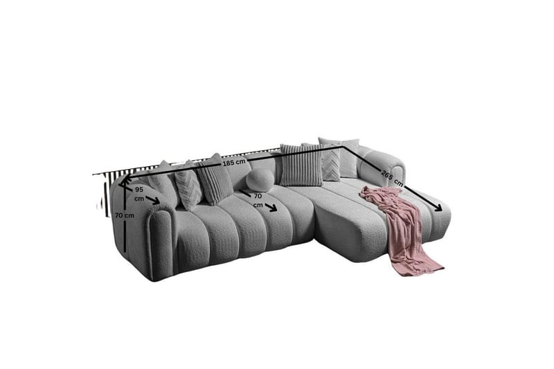 Varrel Sofa med divan 3-seter - Grå - Møbler - Sofaer - Sofaer med sjeselong - 3 seters sofa med divan
