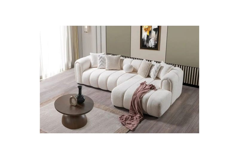 Varrel Sofa med divan 3-seter - Hvit - Møbler - Sofaer - Sofaer med sjeselong - 3 seters sofa med divan