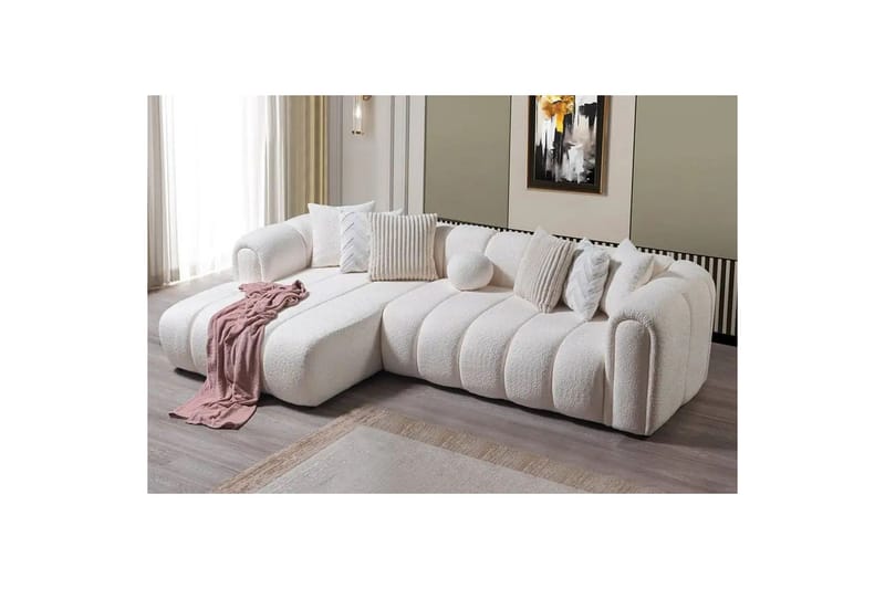 Varrel Sofa med divan 3-seter - Hvit - Møbler - Sofaer - Sofaer med sjeselong - 3 seters sofa med divan