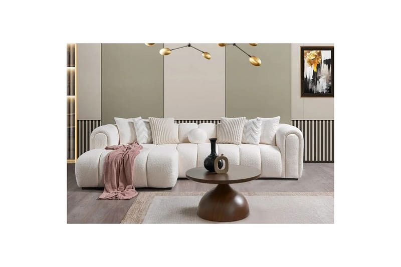 Varrel Sofa med divan 3-seter - Hvit - Møbler - Sofaer - Sofaer med sjeselong - 3 seters sofa med divan