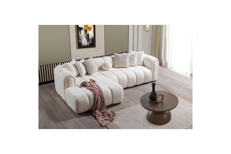 Varrel Sofa med divan 3-seter - Hvit - Møbler - Sofaer - Sofaer med sjeselong - 3 seters sofa med divan
