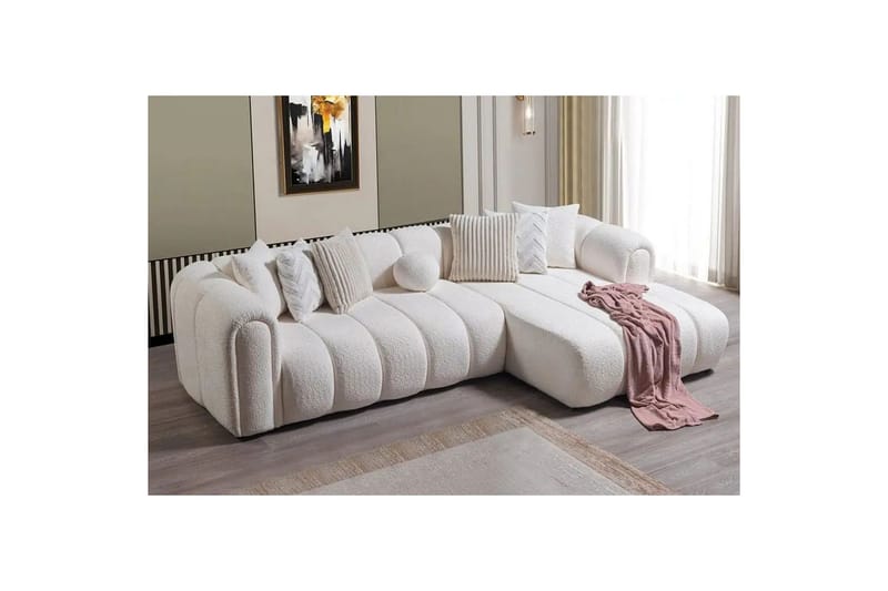 Varrel Sofa med divan 3-seter - Hvit - Møbler - Sofaer - Sofaer med sjeselong - 3 seters sofa med divan